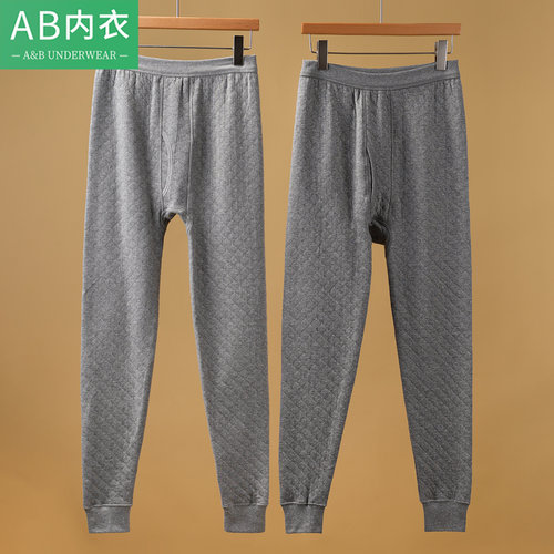 AB内衣秋冬三层夹棉加厚保暖裤男士纯棉秋裤线裤全棉打底裤棉毛裤 - 图1