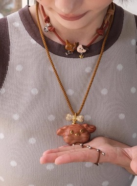 正品MARSEVEN 小狗系列木质小狗编织绳项链原创设计轻奢气质高级