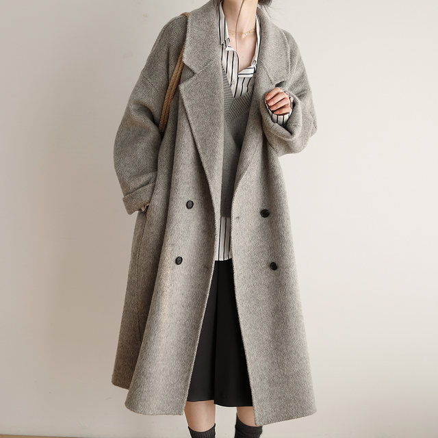 Jiajuli double-sided woolen coat Korean style mid-length