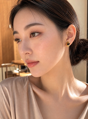 美拉德虎眼石弯钩耳环女高级耳饰