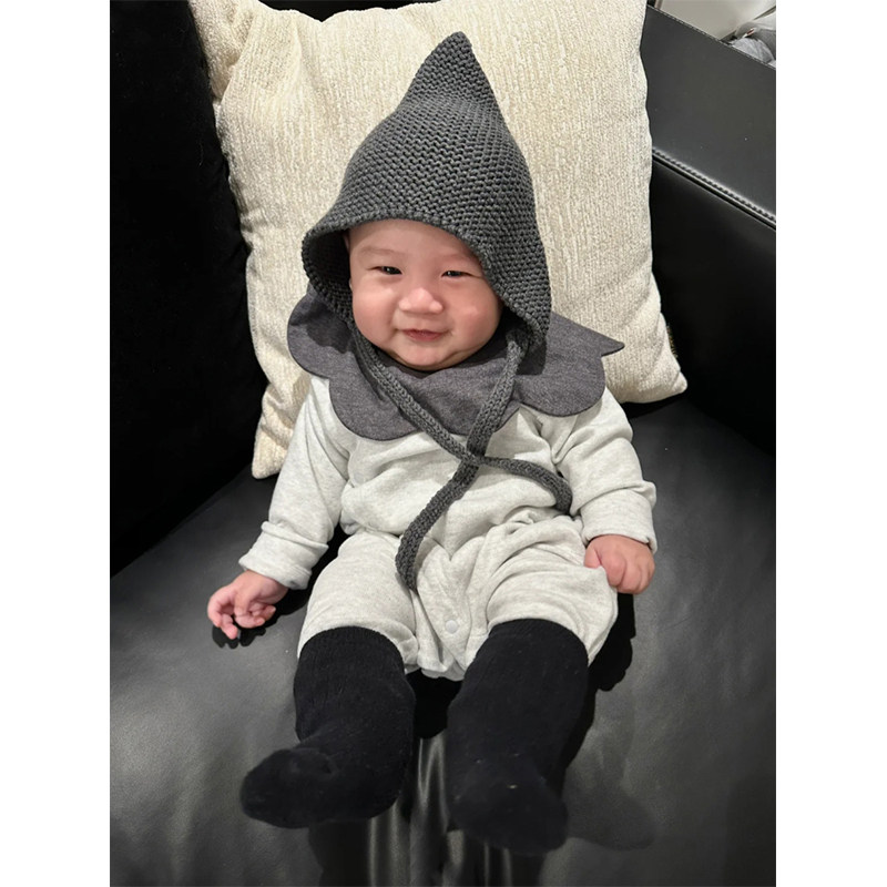 新生婴儿秋冬加厚德绒连体衣小宝宝衣服小月龄百搭外出爬服保暖 - 图1