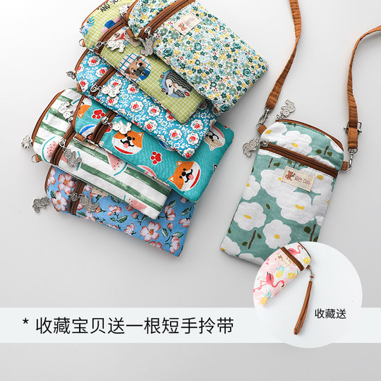 6寸6.5手机包女士纯棉布艺新款斜挎包跳广场舞随身轻便小包袋