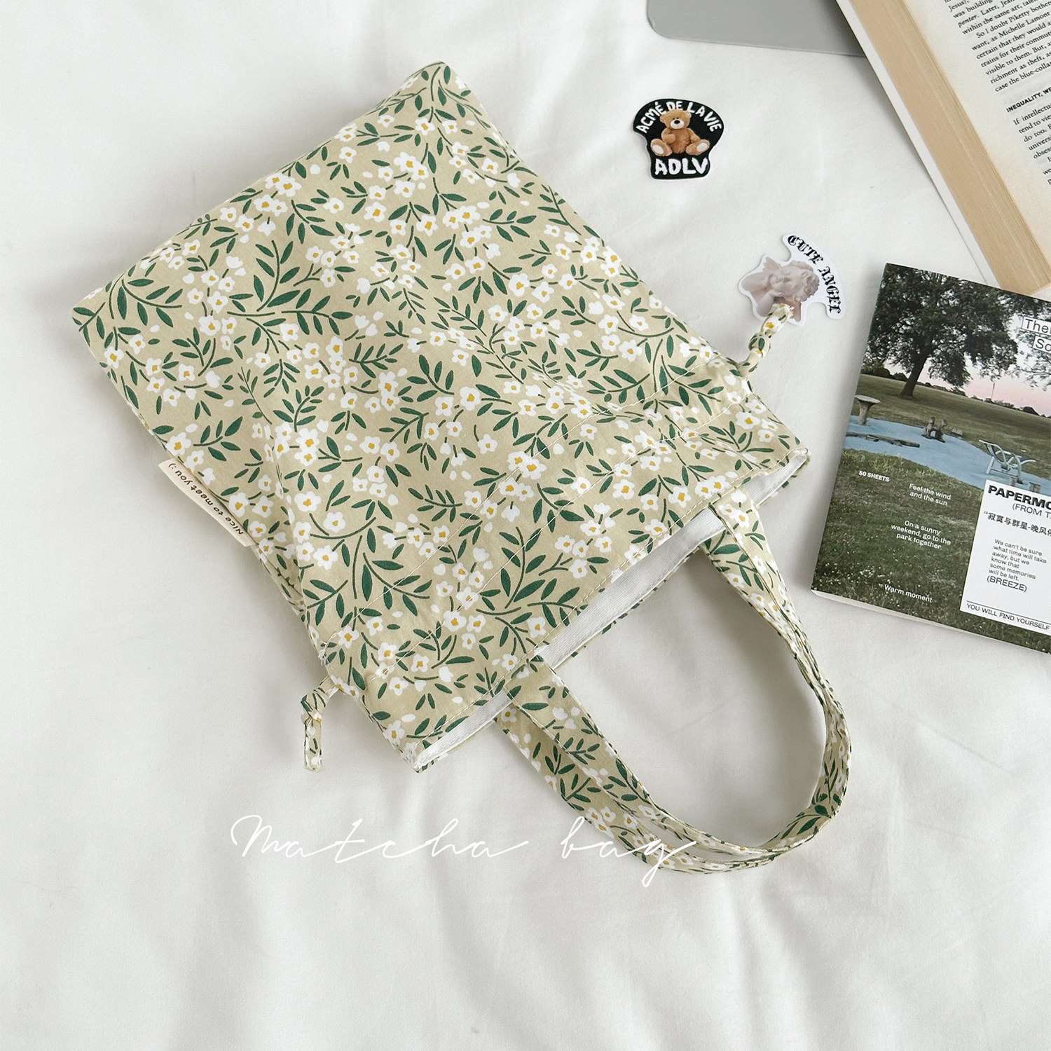 抹茶春日 2025棉布手拎包女 束口袋收纳小巧轻便春夏手提小包包,淘宝优惠券,粉丝福利购,淘宝优惠卷