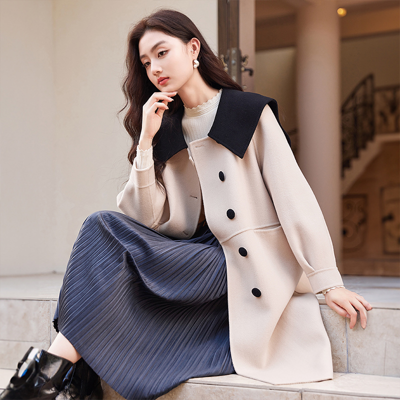 香影全羊毛双面呢大衣