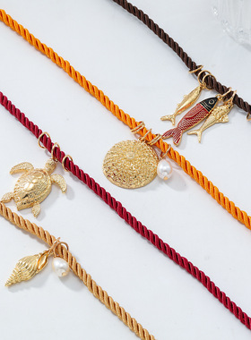 ZA夏季度假沙滩风项链necklace套装多层海螺乌龟贝壳鱼吊坠海洋风