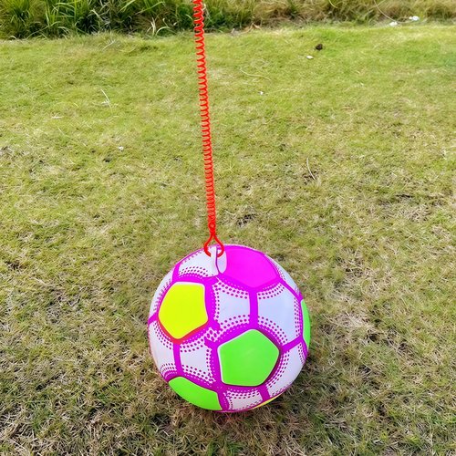 网红链子彩虹球带绳子弹力球手提充气足球儿童玩具摆摊小商品批发 - 图3