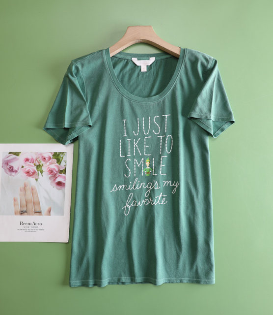 Short sleeve British style thin cartoon printed cotton women's