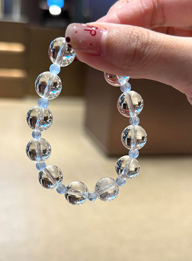 雍北京法物流通处白水晶手串情侣手链送女朋友首饰送老婆中秋礼物