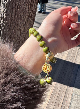 雍北京法物流通处2025绿豆沙色珠光多彩瓷手串薄荷青提心想事成