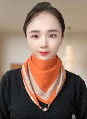 2025秋冬新款针织磁吸懒人围巾女保暖外搭高档女士三角巾披肩围脖