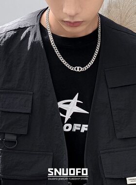 王嘉尔同款项链男百搭高级感钛钢不掉色项链时尚高级感古巴链配饰