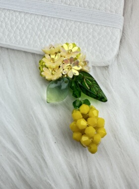 手工串珠田园风甜美菠萝DIY花耳钉耳环配件发夹扣子鞋花服装辅料