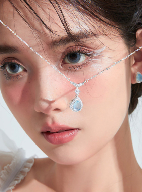 镇店经典！海蓝宝一泪滴项链