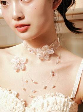 日系温柔风，超仙樱花多层链~