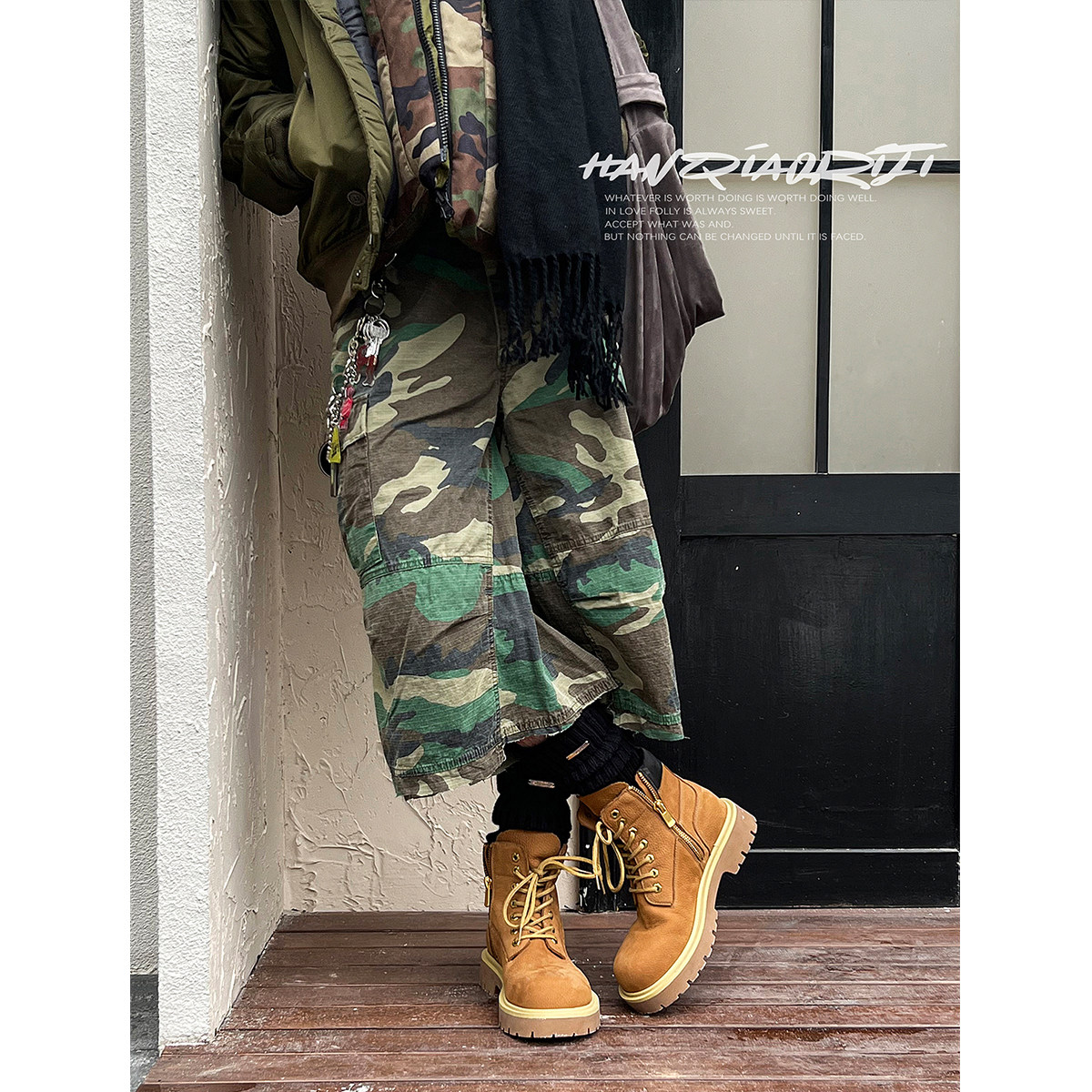 韩桥日记[重工系列]头层牛皮大黄靴冬季户外工装靴厚底增高马丁靴,淘宝优惠券,粉丝福利购,淘宝优惠卷