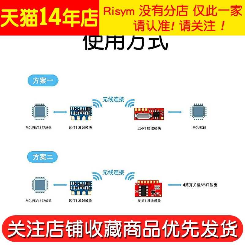 无线遥控发射接收模块 远-T1/T2/R1 智能家居遥控专用315/433Mhz - 图3