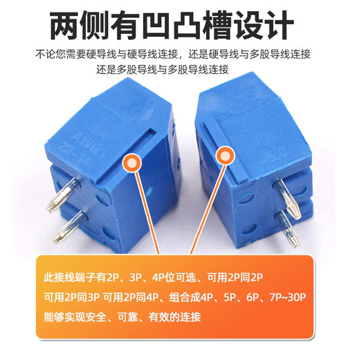 接线端子 KF300 2P 3P 4P 5P 6P间距5.0MM 可拼接 螺钉式250V/16A - 图2