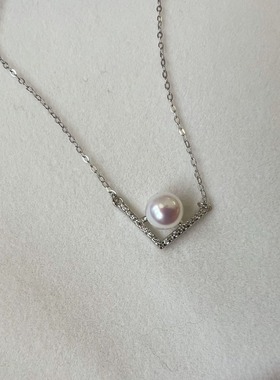 浪漫之约丨S925纯银天然极强光6A淡水珍珠锁骨V型项链小众轻奢