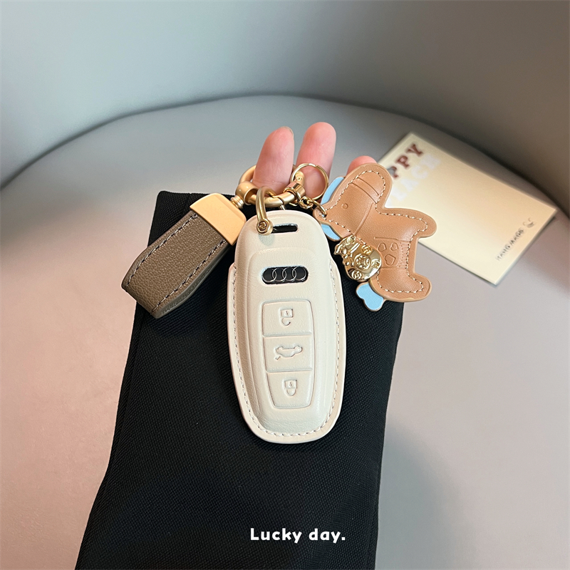 适用奥迪25款a4l车钥匙套a6l/q5l/a3/q7/q8/q2l/a5壳扣q3真皮女 - 图1