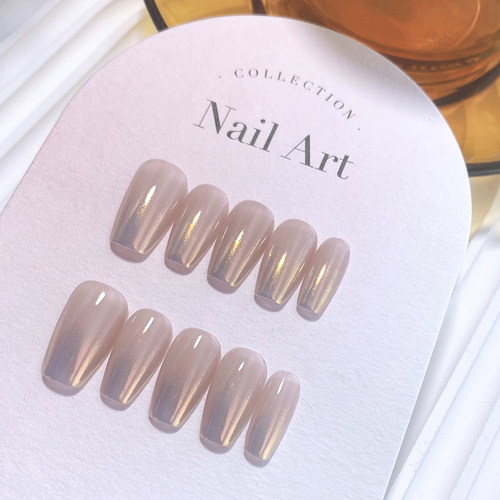 Lilynail手工定制穿戴甲裸透珍珠人鱼粉渐变指甲贴2024新款美甲贴 - 图0