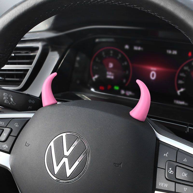 创意搞笑车载中控台显示屏小牛角方向盘恶魔角可爱汽车装饰品摆件,淘宝优惠券,粉丝福利购,淘宝优惠卷