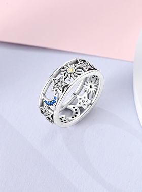 原创闪亮锆石小众设计S925银指环