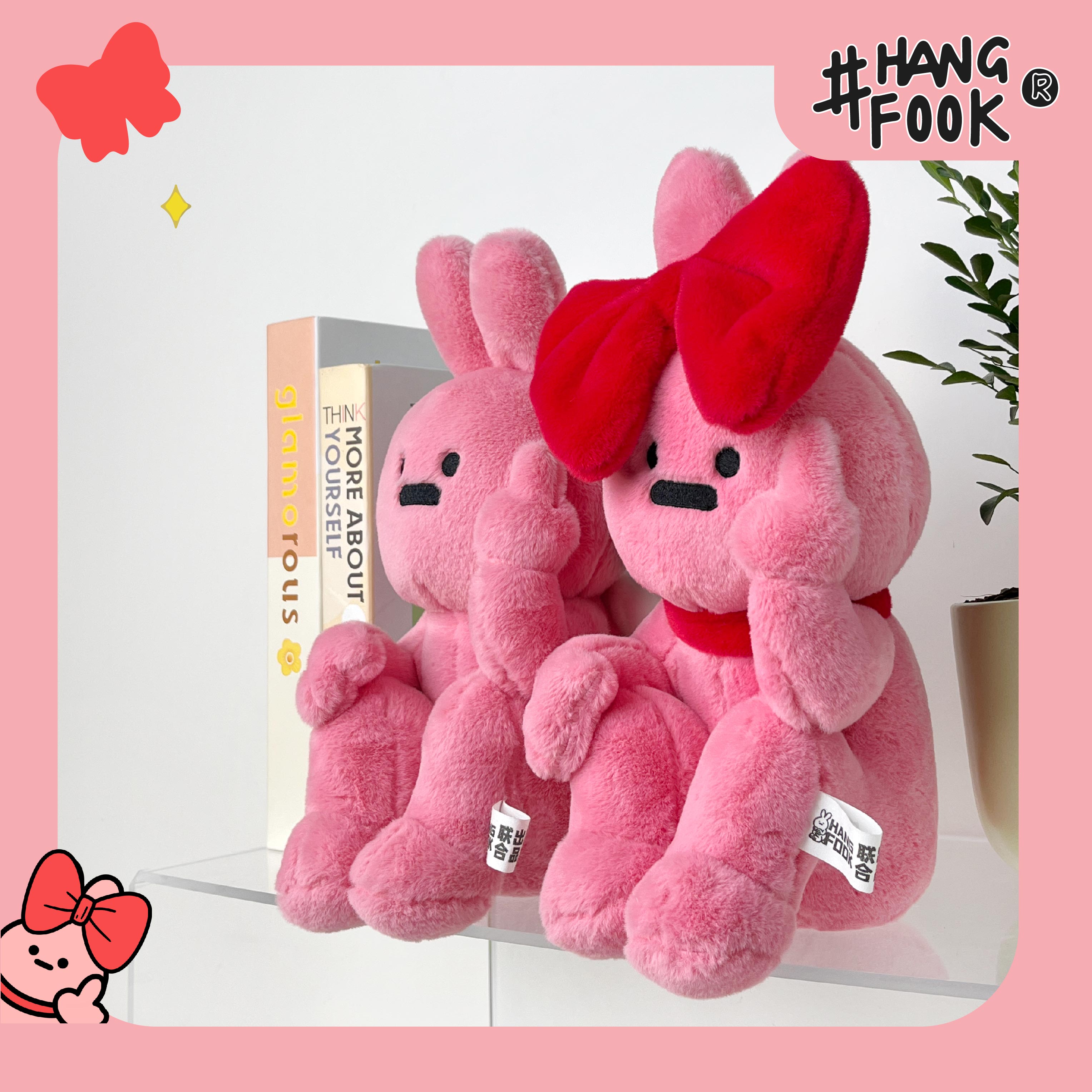 Hangfook幸福兔粉色系列原创毛绒天使摆件玩偶布娃娃安抚兔子礼物 - 图3