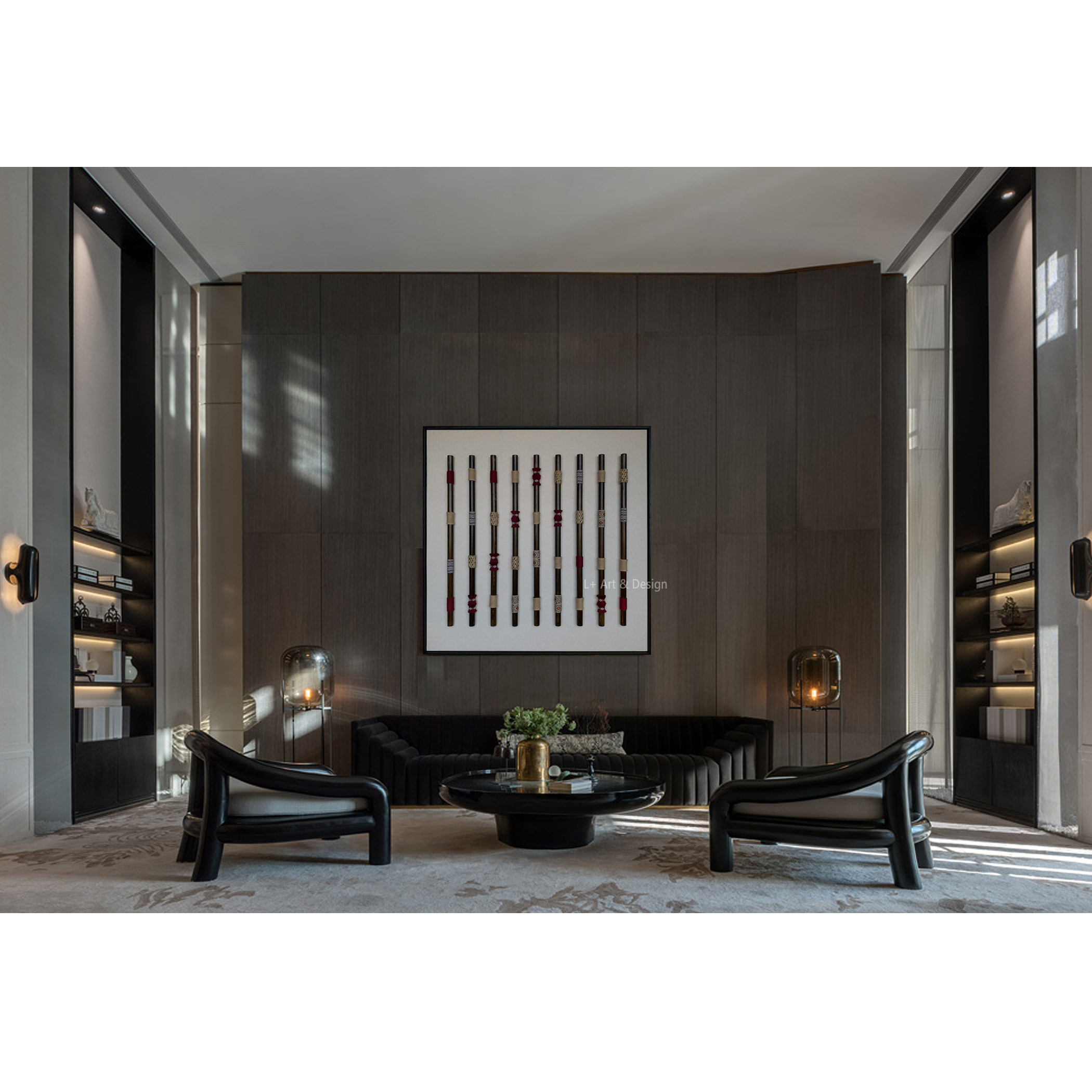 新中式实物挂画民族风样板间客厅沙发背景酒店会所售楼处装饰画