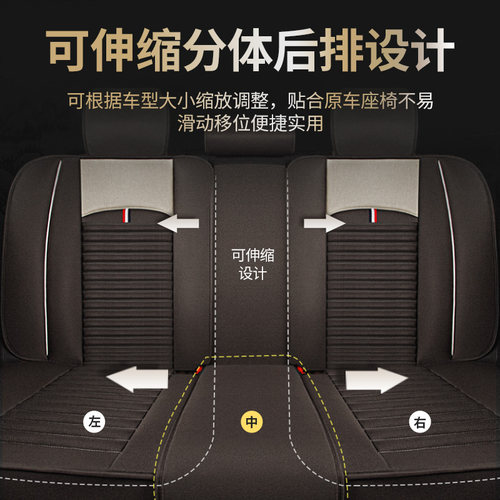 乔氏汽车坐垫四季通用26新款亚麻坐套全包围布艺通风透气车座椅套 - 图2