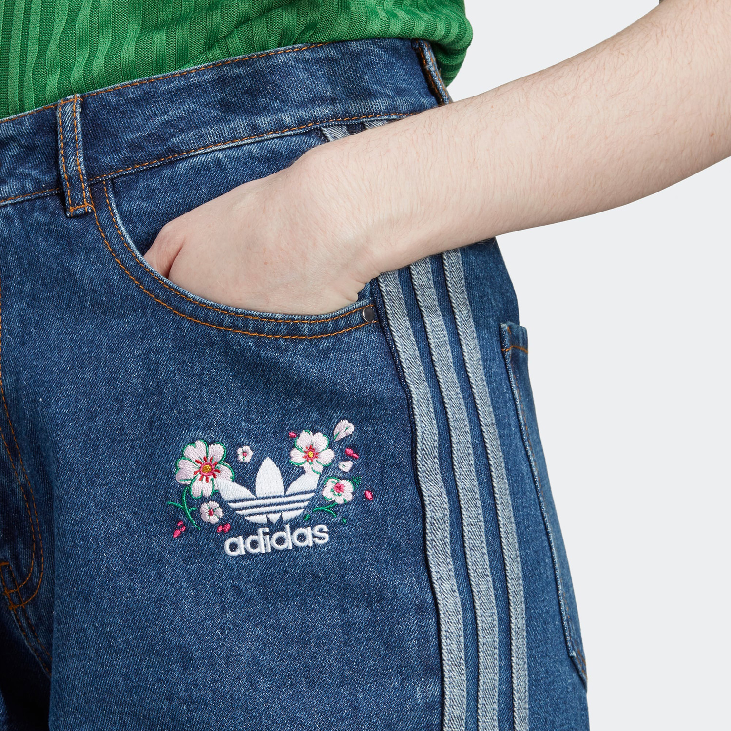 Adidas/阿迪达斯官方正品 DENIM PANT三叶草女子运动长裤 IP3768-图2