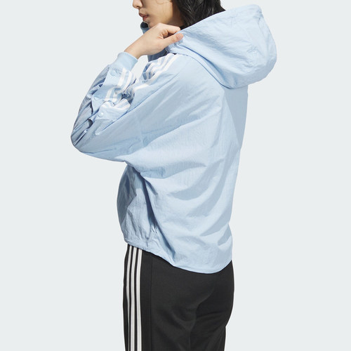 Adidas/阿迪达斯正品三叶草女士侧开排扣连帽夹克外套JI7481 - 图0