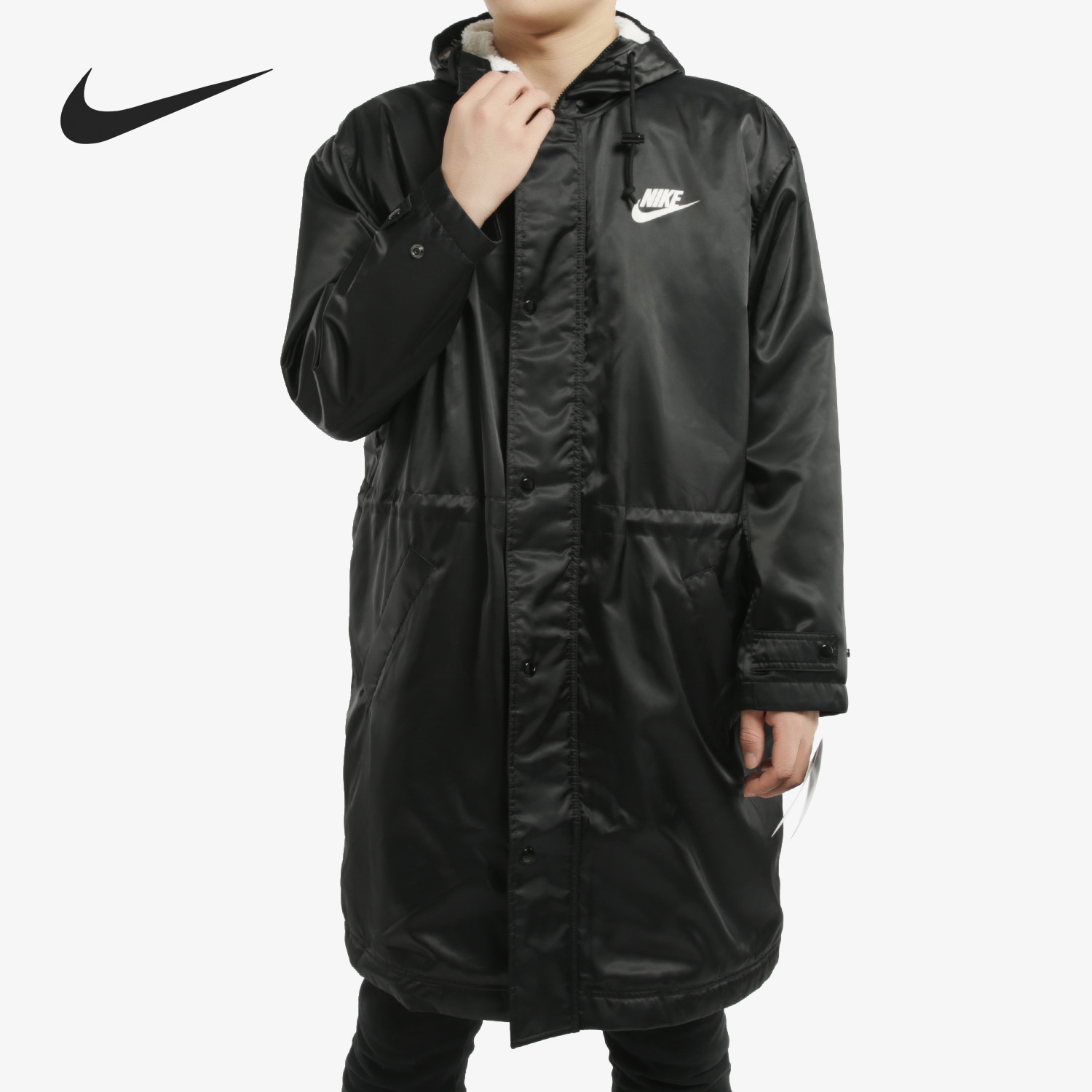 Nike/耐克正品男子中长款羊羔绒连帽保暖运动棉服外套 BV4695 - 图1