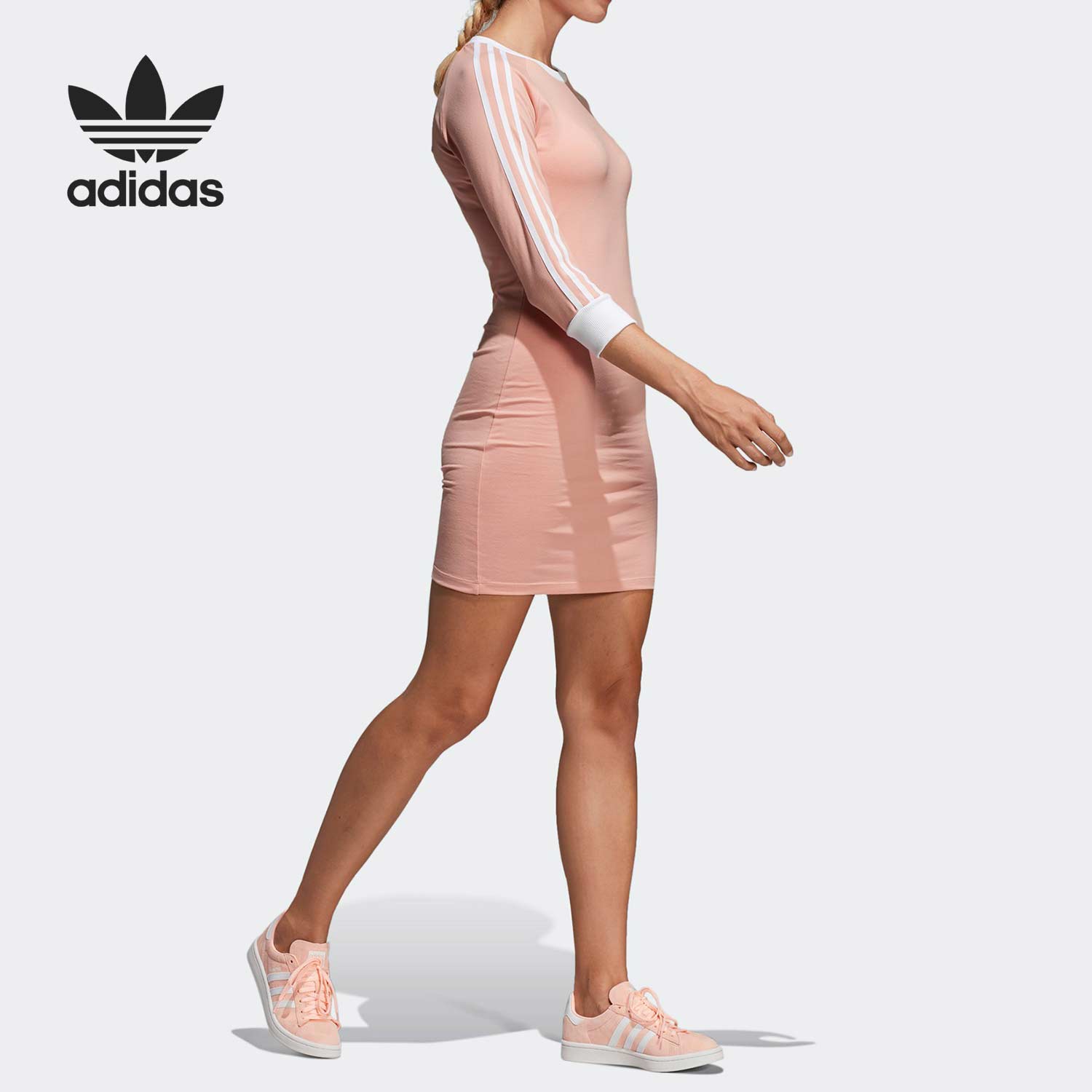 Adidas/阿迪达斯正品三叶草女子运动休闲修身连衣裙 DV2565 - 图1