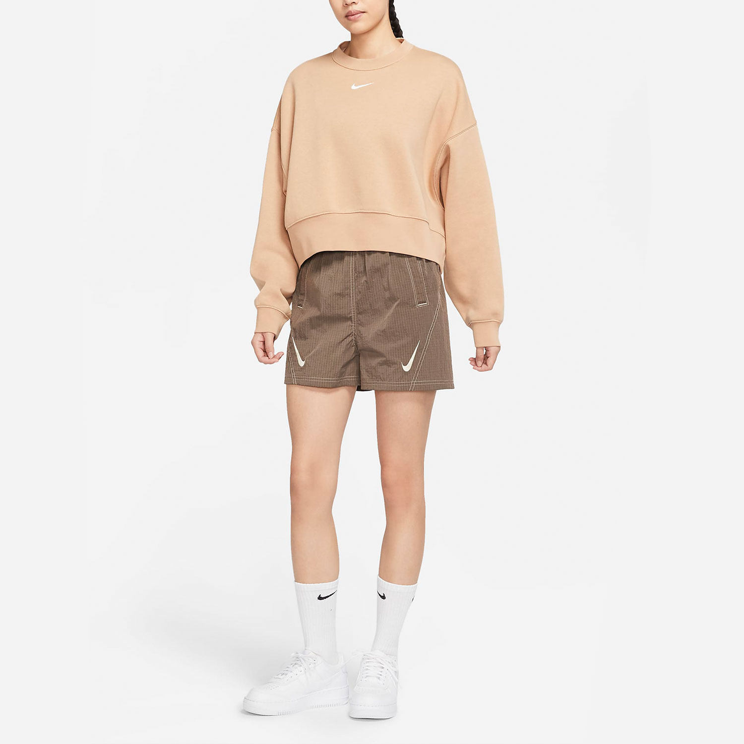 Nike/耐克官方正品新款女子休闲舒适圆领运动套头卫衣DJ7666-200,淘宝优惠券,粉丝福利购,淘宝优惠卷