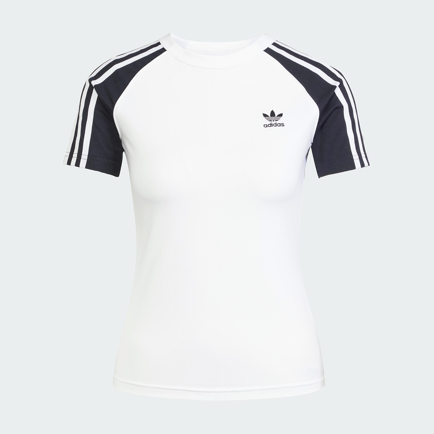 Adidas/阿迪达斯正品三叶草女士休闲修身运动针织透气短袖JD0834 - 图1