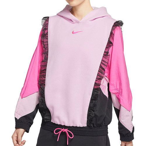 Nike/耐克官方正品女子拼接连帽加绒运动卫衣套头衫 DH1371-626 - 图3