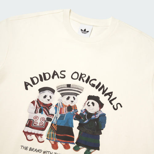 Adidas/阿迪达斯正品三叶草男女熊猫印花运动针织短袖IB7061 - 图1