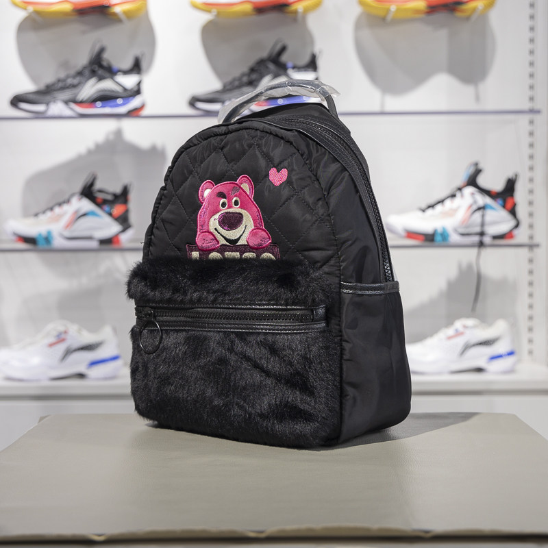 Li Ning Strawberry Bear Backpack Cartoon Pattern Men's and Women's Fashionable Sports and Leisure Backpack ABSR202