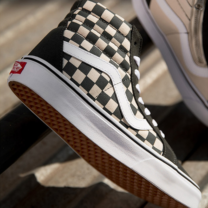 VANS范斯正品SK8-HI 侧边拉链棋盘格 男女高帮帆布板鞋VN0007NZ,淘宝优惠券,粉丝福利购,淘宝优惠卷