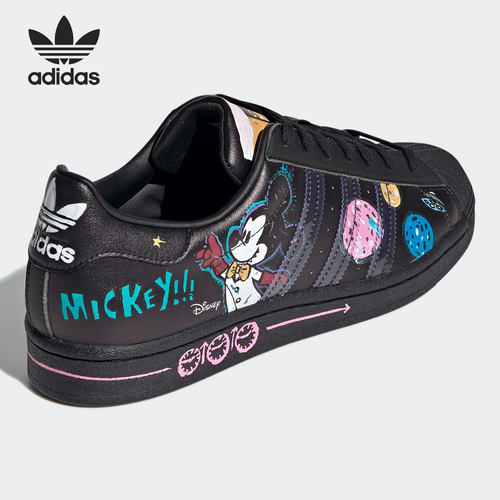 Adidas/阿迪达斯官方正品男女三叶草SUPERSTAR米奇联名板鞋GY2676 - 图2