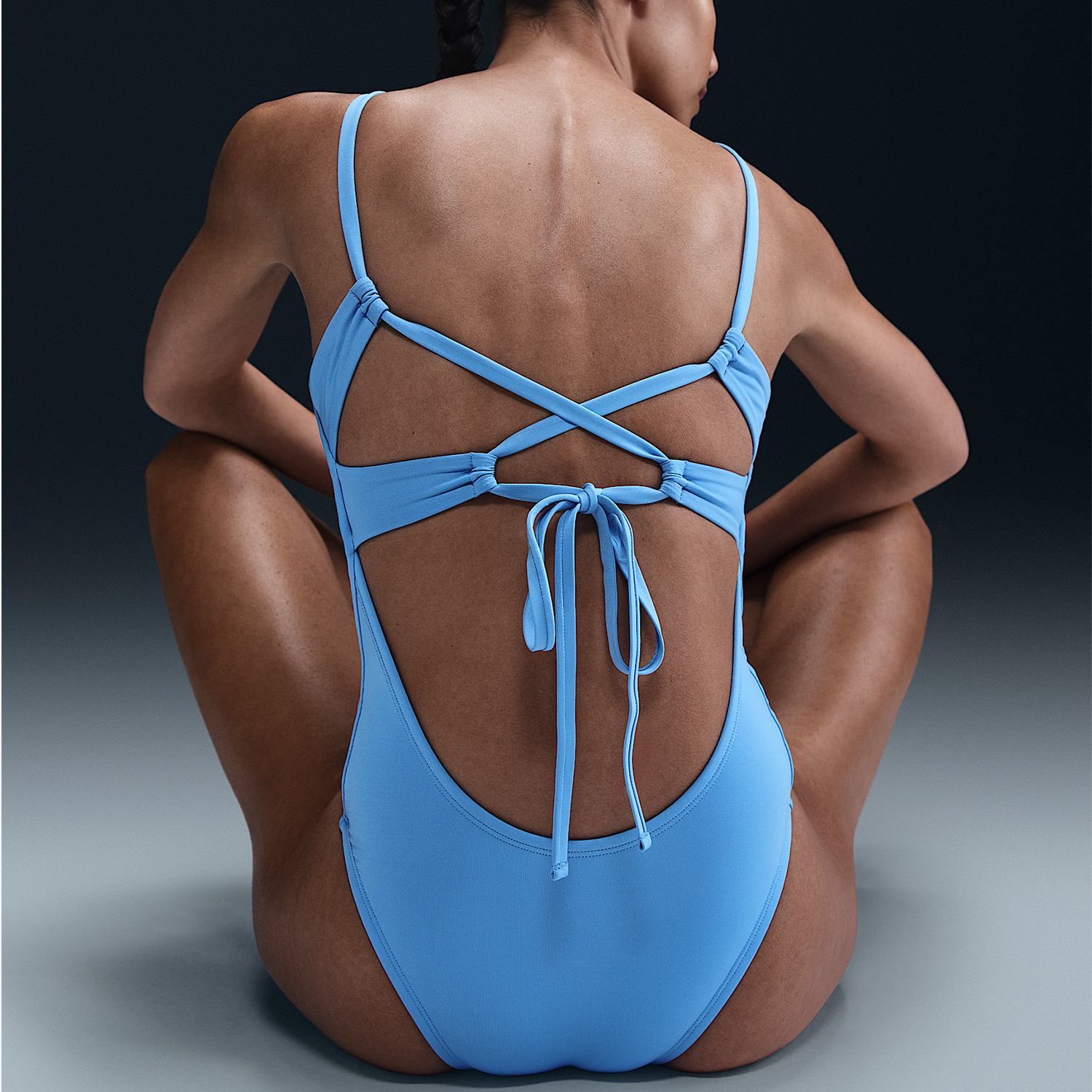 Nike/耐克正品夏季新款女士系带运动时尚连体泳衣FZ6174-412 - 图1