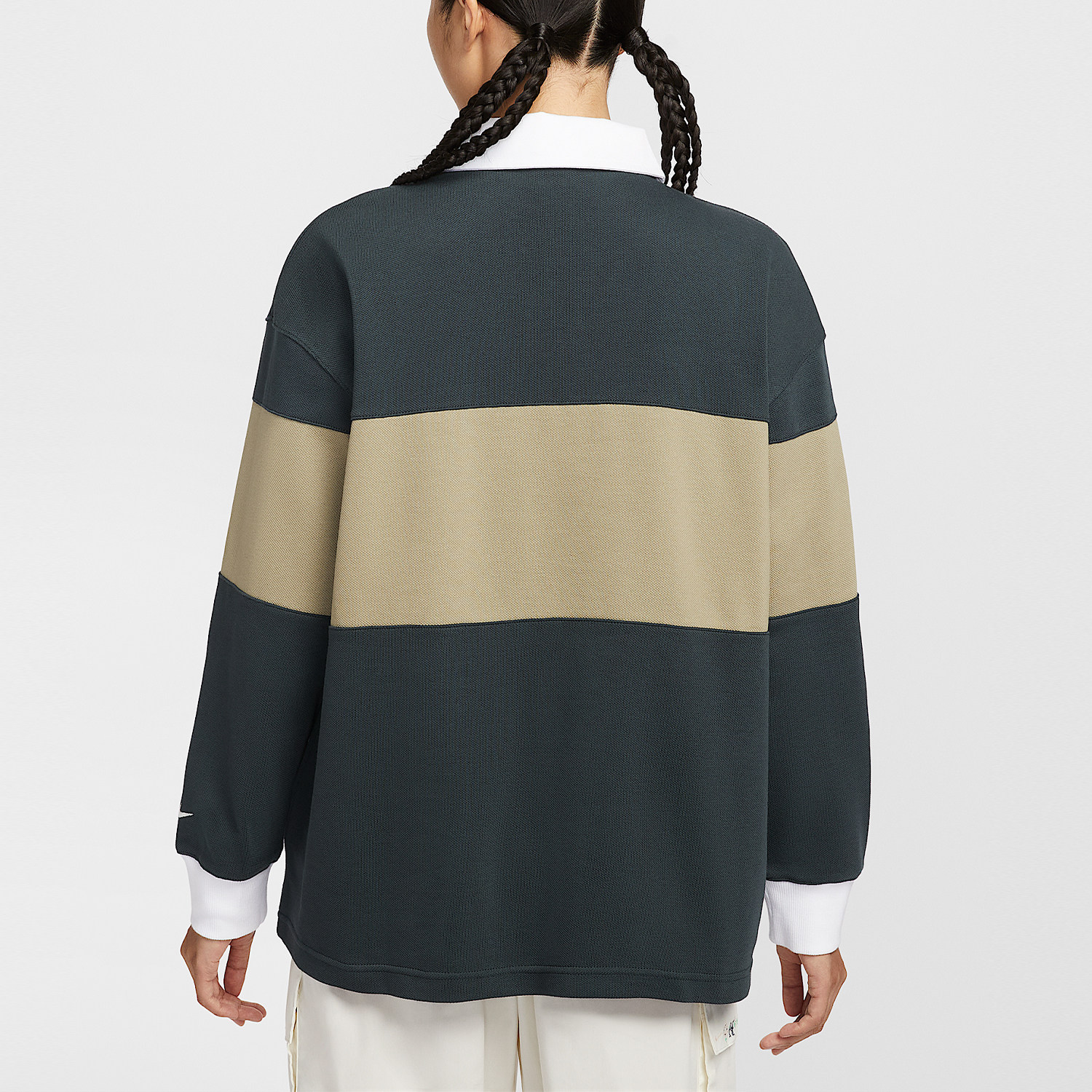 Nike/耐克官方正品春秋女士复古宽松拼接长袖POLO衫HV4034-390,淘宝优惠券,粉丝福利购,淘宝优惠卷