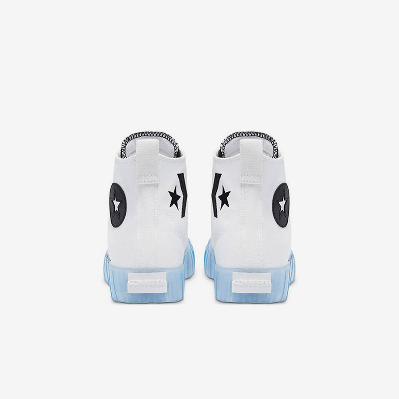 Converse匡威 白蓝撞色透明底刺绣轻便舒适高帮休闲帆布鞋169468C,淘宝优惠券,粉丝福利购,淘宝优惠卷