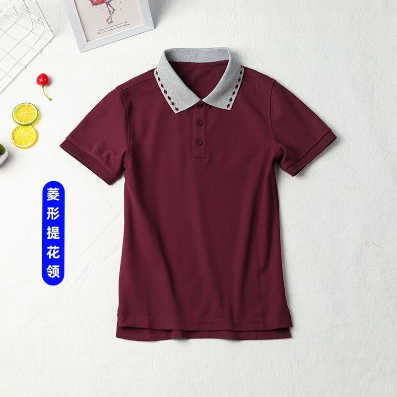 西安市浐灞第一小学儿童枣红夏季校服短袖男女童棒球服深灰校服裤 - 图0