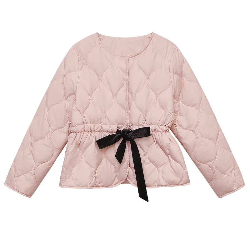 DM100大码百分百女微胖mm冬季气质丝绒带收腰显瘦轻薄短款羽绒服 - 图3