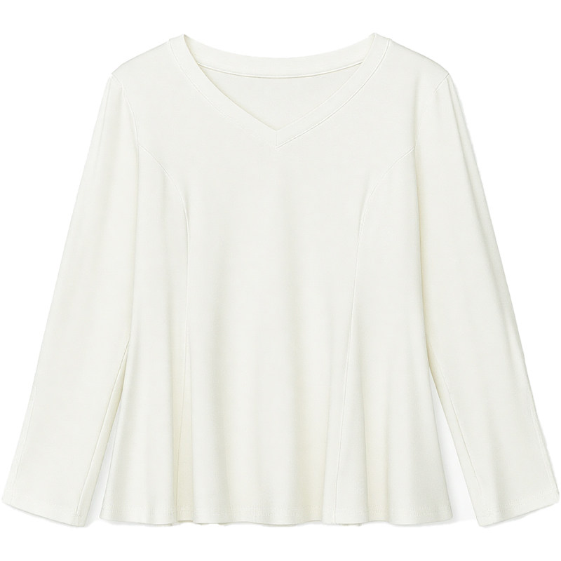 DM100大码百分百女装2026春季微胖mm休闲百搭纯色正肩收腰散摆T恤,淘宝优惠券,粉丝福利购,淘宝优惠卷