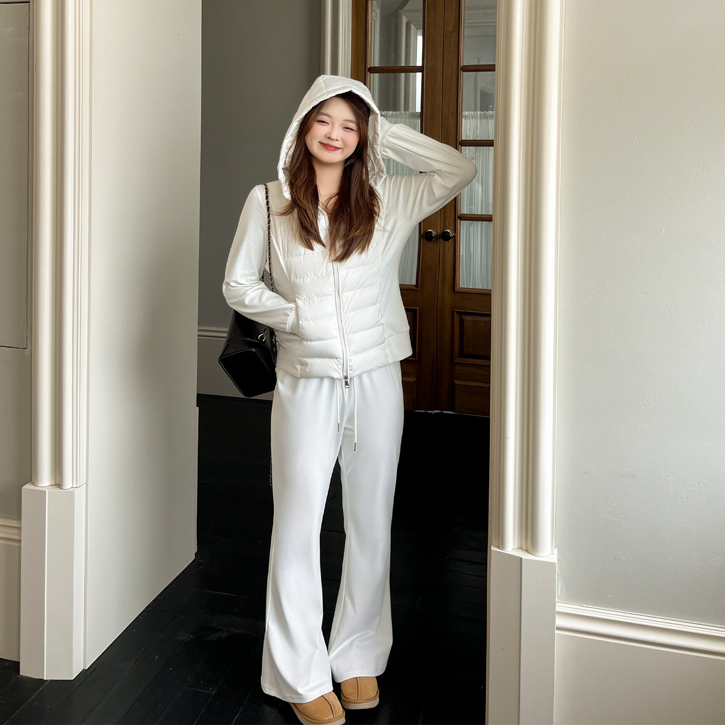 DM100大码百分百女装微胖mm秋冬叠穿显瘦修身轻薄短款羽绒服外套 - 图0