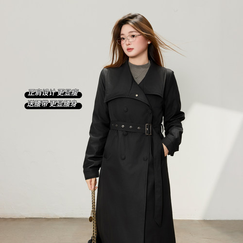 DM100大码百分百女装微胖mm冬季气质通勤收腰显瘦三防风衣羽绒服 - 图1