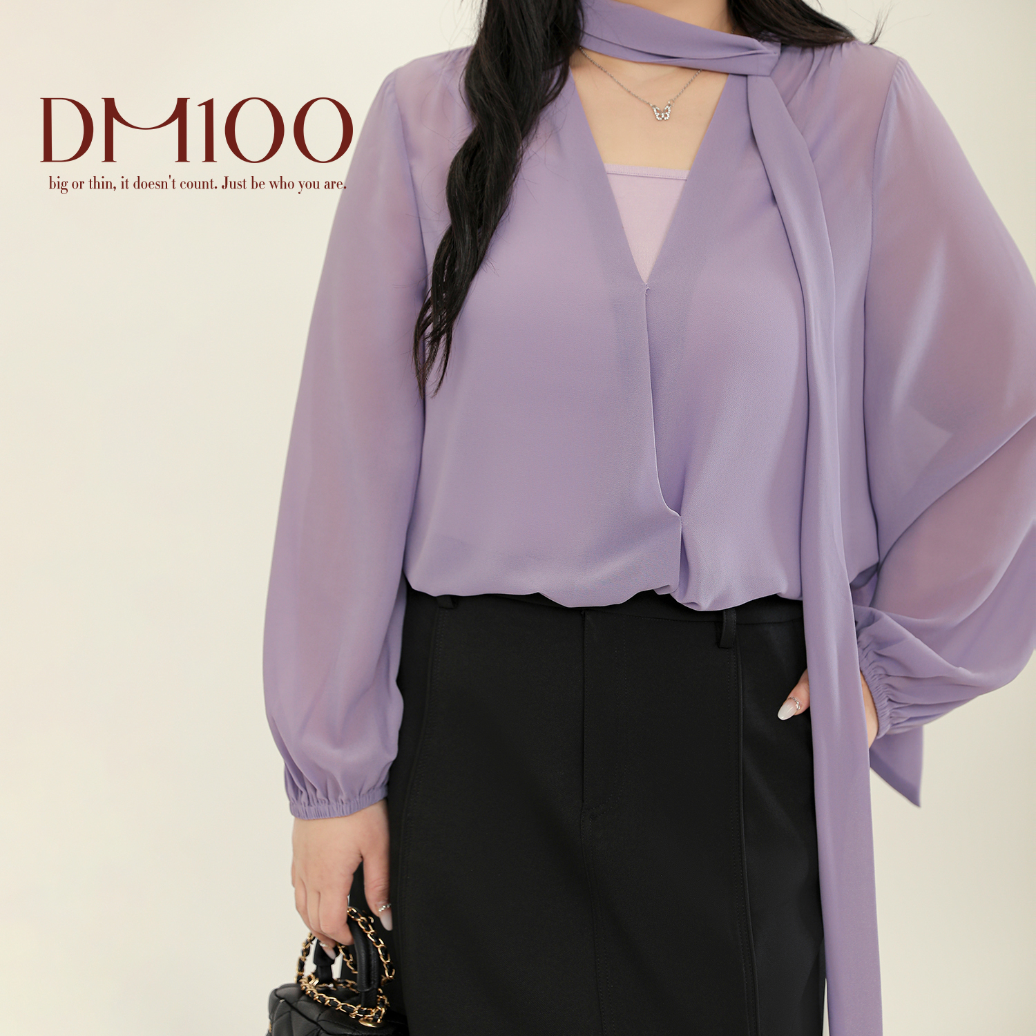 DM100大码百分百2025春夏新款女装紫色显白穿搭法式吊带衬衫套装 - 图1