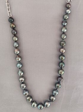 天然海水大溪地珍珠项链s925纯银辣色莫兰迪色小众设计感高级轻奢